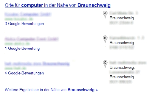 Google Lokale Suchergebnisse Lokale Suchergebnisse von Google