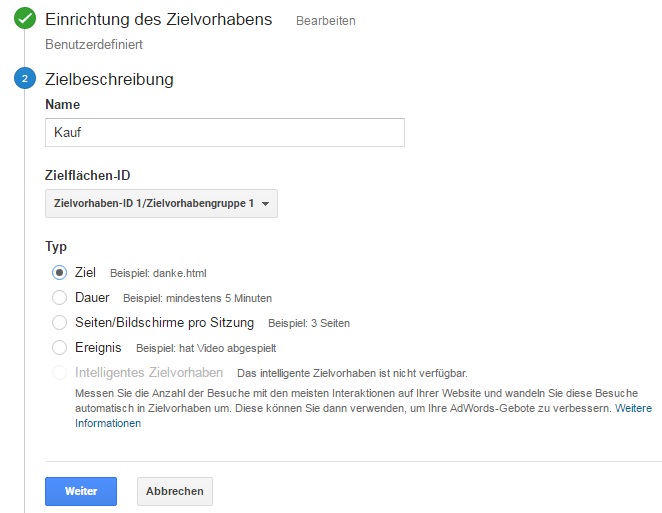 Zielbeschreibung
