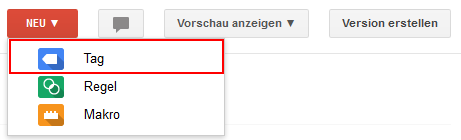 Google Tag Manager Neuer Tag