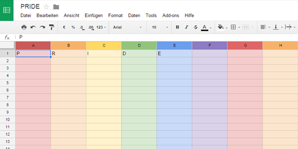 farbige Google Drive Tabelle