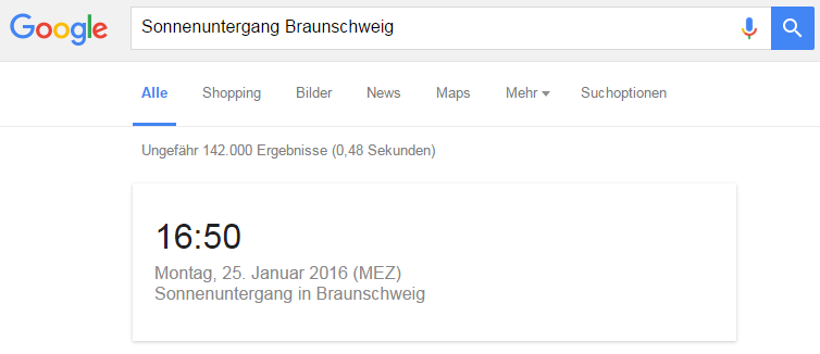 Google Suche Sonnenuntergang Braunschweig